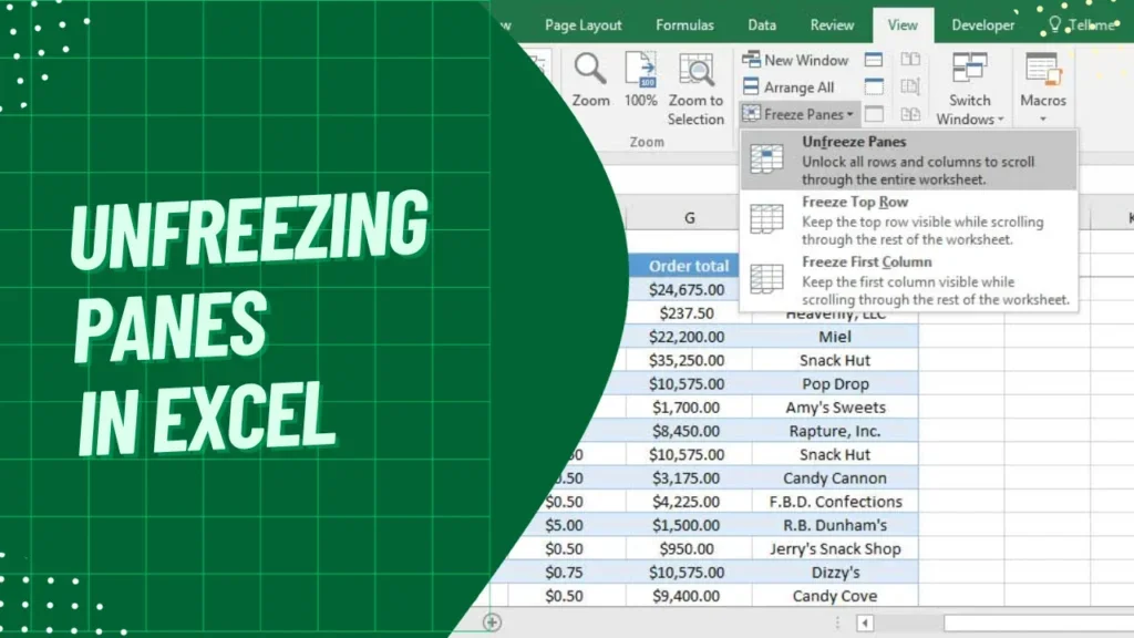 Cara Menghilangkan Fungsi Freeze Panes di Excel