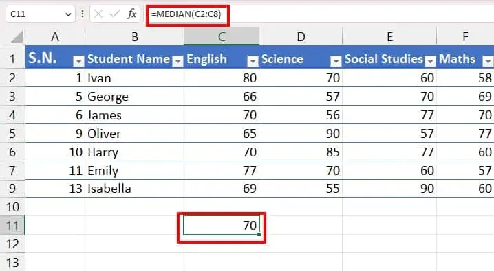 Cara Menggunakan Rumus Median Excel untuk Data Ganjil