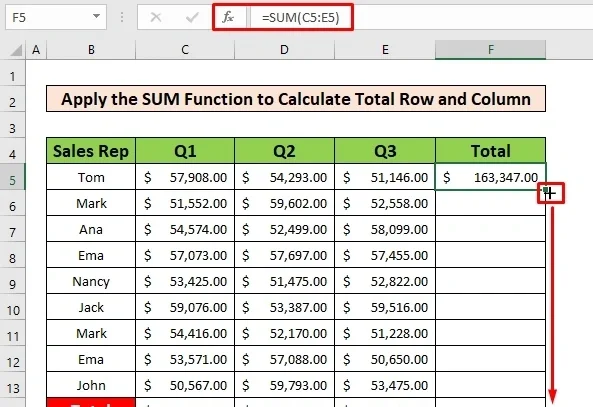 Cara Menjumlahkan di Excel untuk Data Ke Samping