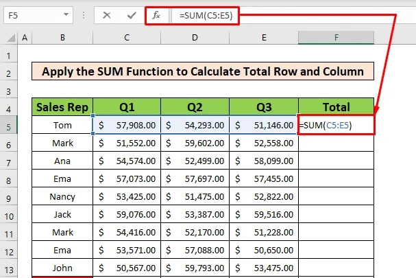 Cara Menjumlahkan di Excel untuk Data Ke Samping